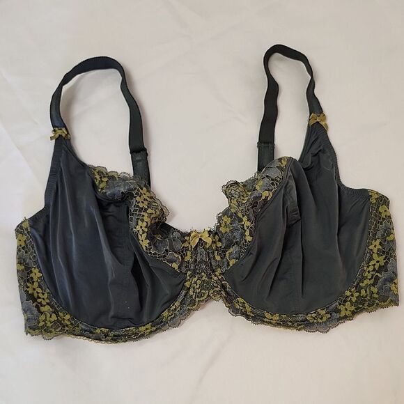 ADORE ME Women's Olive Green Mustard Yellow Lace Underwire Bra 44DDD - Picture 1 of 10